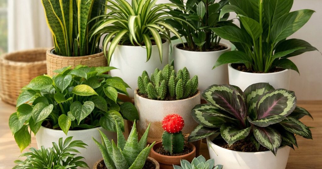 Plantas de interior distribuídas conforme a luz natural da janela