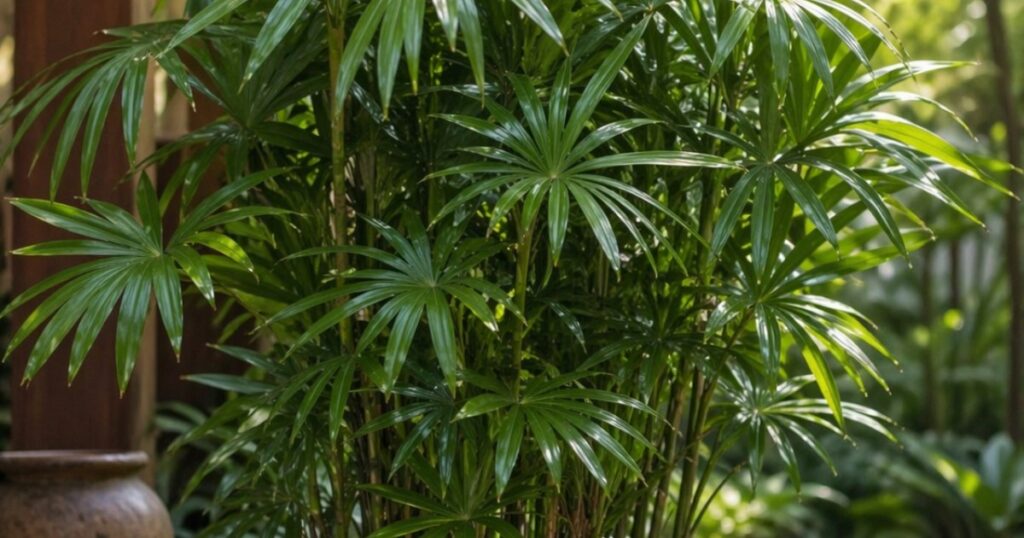 Plantas tropicais agrupadas com espaço e umidade controlada